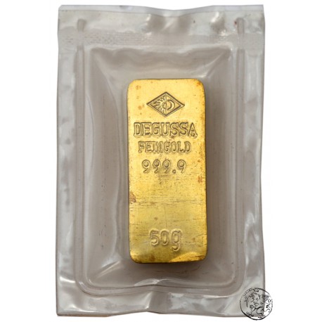 Niemcy, Degussa, sztabka złota 50 g, Au 999
