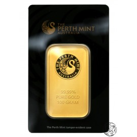 Australia, sztabka złota, 100 gram, Au 999, Peth Mint