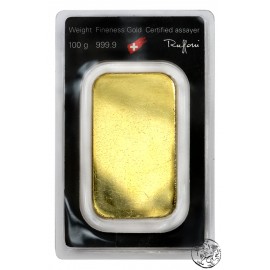 Szwajcaria, sztabka złota, 100 gram, Au 999, Argor - Heraeus