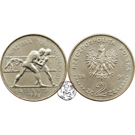 III RP, 2 złote, 1995, Atlanta 1996 - zapaśnicy