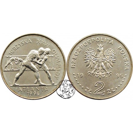 III RP, 2 złote, 1995, Atlanta 1996 - zapaśnicy