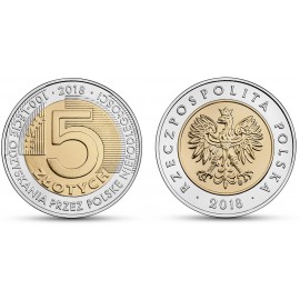 III RP, 5 złotych, 100-lecie odzyskania przez Polskę niepodległości