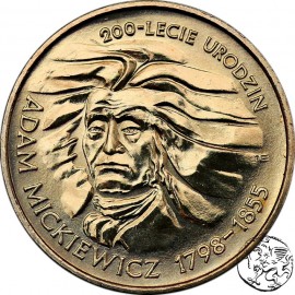 III RP, 2 złote, 1998, Adam Mickiewicz