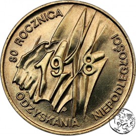 III RP, 2 złote, 1998, 80. rocznica odzyskania niepodległości