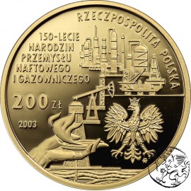 Polska, III RP, 200 złotych, 2003, 150-lecie przemysłu naftowyego