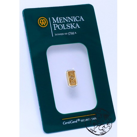 Polska, Mennica Polska, sztabka, 1 gram, Au 999