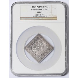 Polska, 10 złotych, 1934 Piłsudski - NGC MS 61