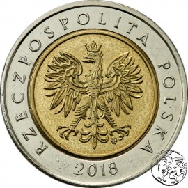 III RP, 5 złotych, 100-lecie odzyskania przez Polskę niepodległości