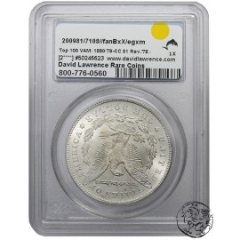 USA, 1 dolar, 1880/79 CC, PCGS MS 65, Revers 1878