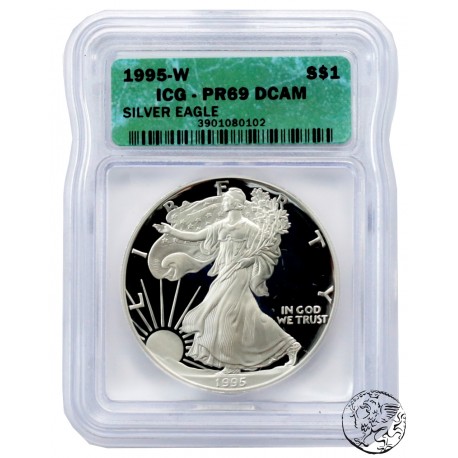USA, 1 dolar, 1995 West Point, ICG PR 69
