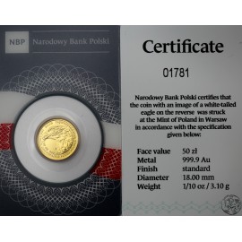 Polska, III RP, 500 złotych, 2019, Orzeł Bielik, uncja złota, niski nakład 500 sztuk