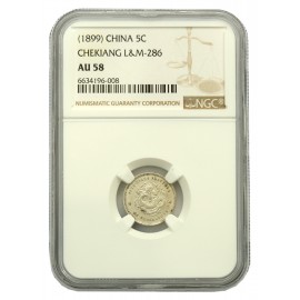 Chiny, Chekiang, 5 cents, (1899), NGC AU58, L&M-286