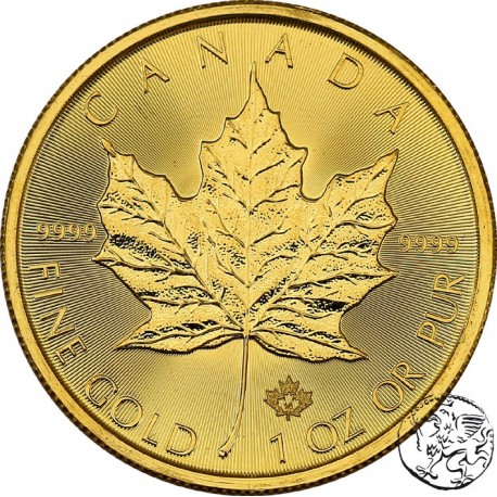 Kanada, 50 dolarów, uncja złota 999, maple leaf