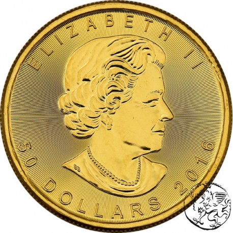 Kanada, 50 dolarów, uncja złota 999, maple leaf