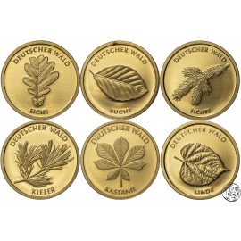 Niemcy, 6 x 20 euro, 2010-2015 A, Niemieckie Lasy, komplet