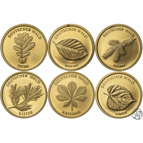 Niemcy, 6 x 20 euro, 2010-2015 A, Niemieckie Lasy, komplet
