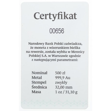Polska, III RP, 500 złotych, 2022, Orzeł Bielik