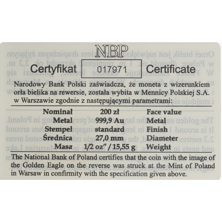 Polska, III RP, 200 złotych, 2010, Orzeł Bielik
