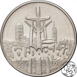 III RP, 100000 złotych, 1990, Solidarność, uncja Ag 999