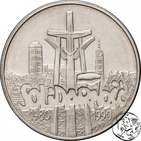 III RP, 100000 złotych, 1990, Solidarność, uncja Ag 999
