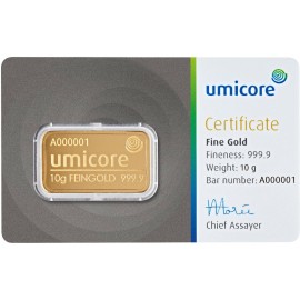 Niemcy, Umicore, sztabka złota 10 gram, Au 999