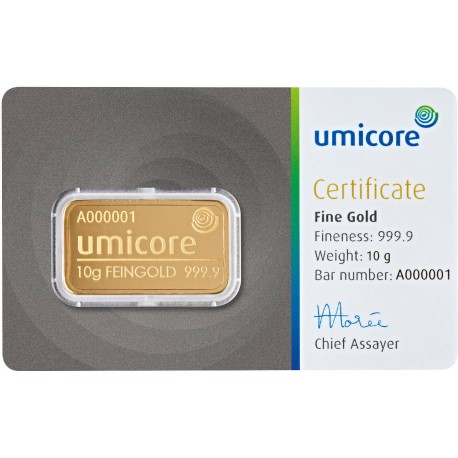 Niemcy, Umicore, sztabka złota 10 gram, Au 999