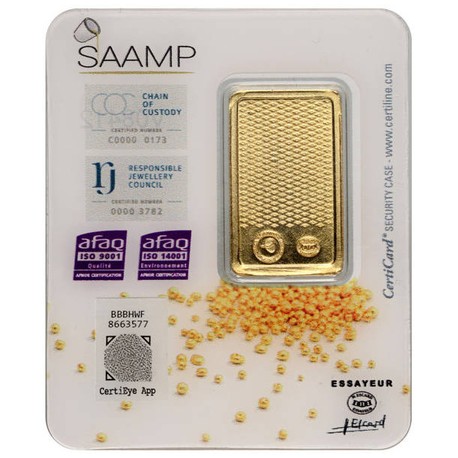 SAAMP, sztabka złota 5 gram, Au 999