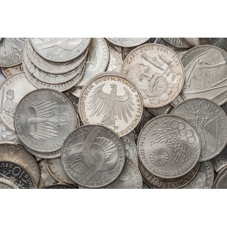 Niemcy, 10 marek, LOT, 10 szt, Ag 625