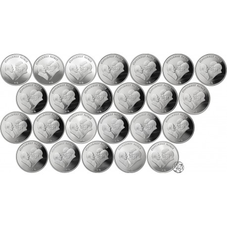 Norwegia, komplet 24 medali, 806 gram Ag 925, uncje