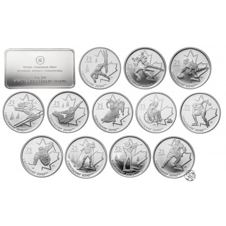 Kanada, 12 x 25 centów, Vancouver 2010, Olimpiada Zimowa,  Ag 925