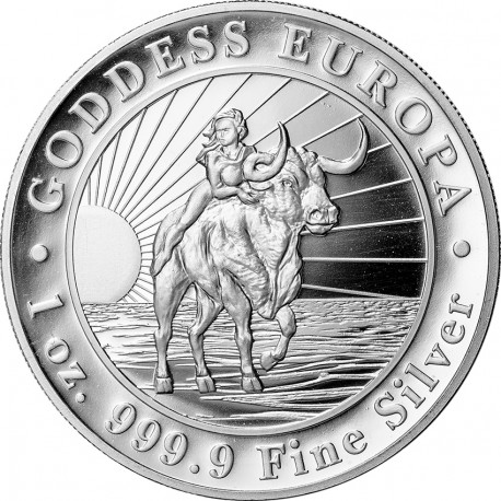 Tokelau, 5 dolarów, 2022, Byk i Europa, uncja srebra