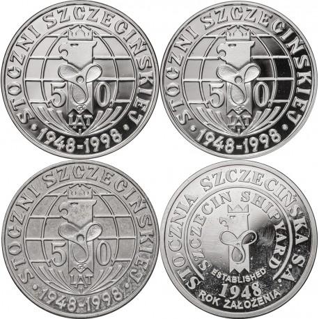 Medal, Stocznia Szczecińska, 600 Statków + 50 lat, 1998-1999, 4 x uncja Ag 925
