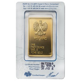 Szwajcaria, sztabka, 1 uncja, Au 999, Pamp, Poland