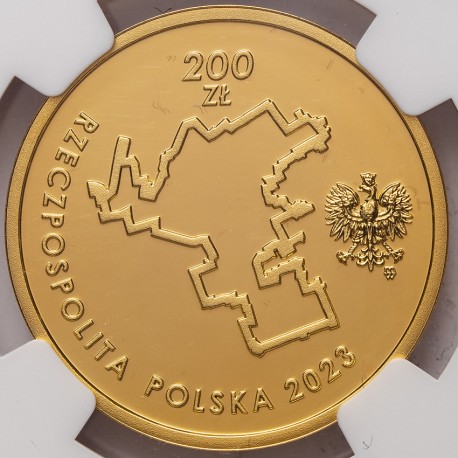 III RP, 200 złotych, 2023, 80. rocznica powstania w getcie, NGC PF 70