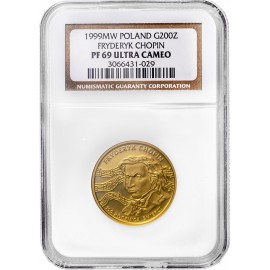 Polska, III RP, 200 złotych, 1999, Chopin, NGC PF 69