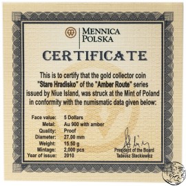Niue, 5 dolar&oacute;w, 2010, Szlak Bursztynowy, Stare Hradisko