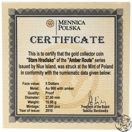 Niue, 5 dolarów, 2010, Szlak Bursztynowy, Stare Hradisko