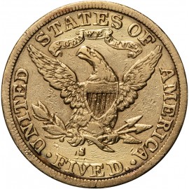 USA, 5 dolar&oacute;w, 1886 S