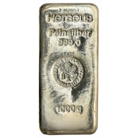 Niemcy, Heraeus sztabka srebra, 1000 gram Ag 999