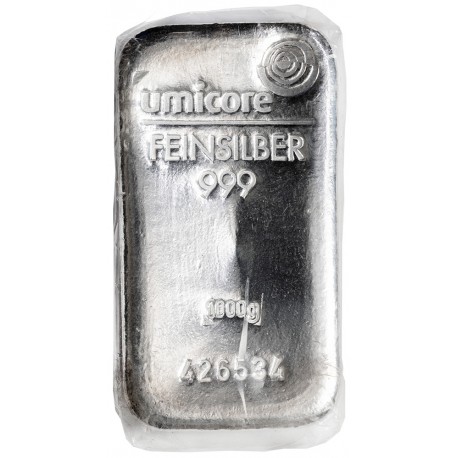 Umicore., sztabka srebra, 1000 gram Ag 999
