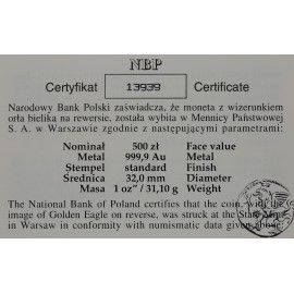 Polska, III RP, 500 złotych, 2009, Orzeł Bielik