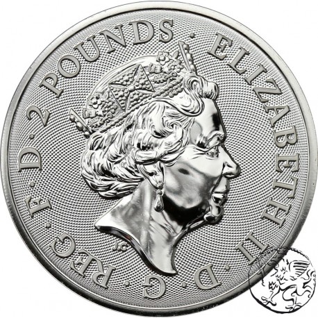 Wielka Brytania, 2 funty, Britannia, uncja srebra