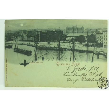 182 Stettin (Szczecin) - Hafen Poczta Księżycówka 1898 !