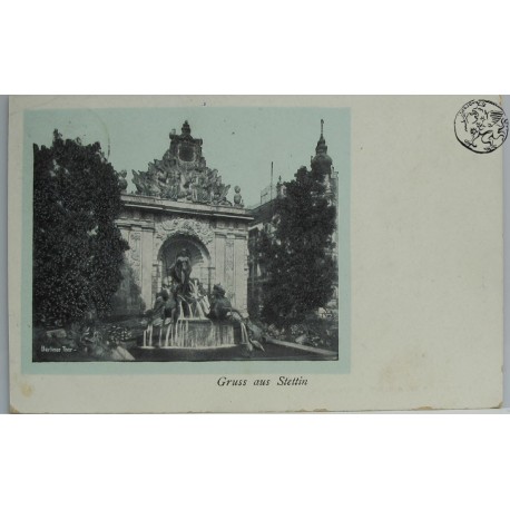051 Stettin - Gruss aus, Berliner Thor imt Felderhoff-Brunnen